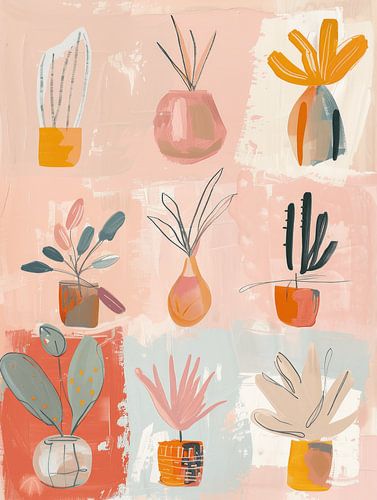 Natures mortes botaniques joyeuses, illustration