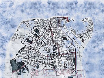 Kaart van Den Helder in de stijl 'White Winter' van Maporia