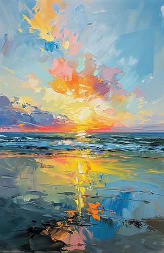 Reflet pittoresque du soleil du soir