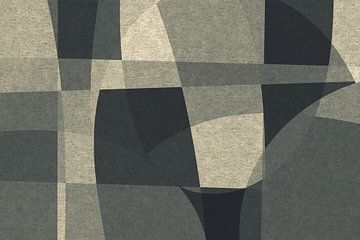 Abstracte organische vormen en lijnen. Geometrische kunst in retro stijl in grijs VII van Dina Dankers
