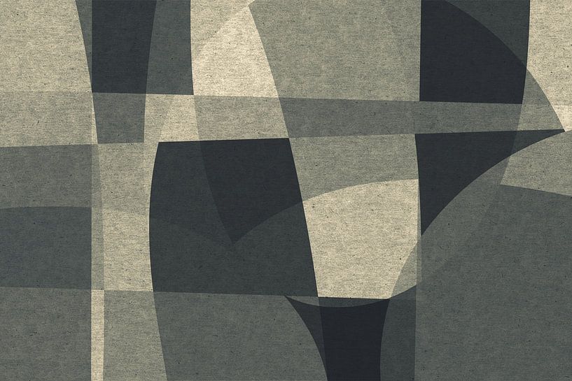 Formes et lignes organiques abstraites. Art géométrique de style rétro en gris VII par Dina Dankers