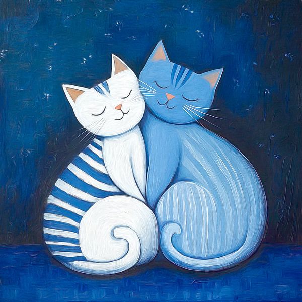 Zwei Katzen in Harmonie von Jutta Maria Pusl