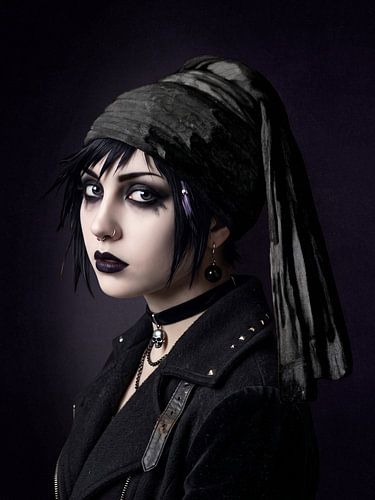 Goth Girl with Black Pearl by Marja van den Hurk