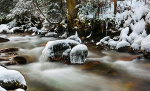 Gebirgsbach im Winter 2