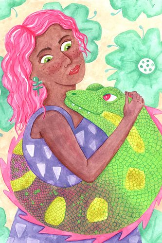 Lizard and a lady