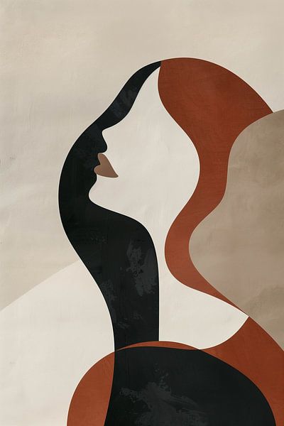 Abstrakte weibliche Silhouette in Erdtönen und neutralen Farben von Color Square