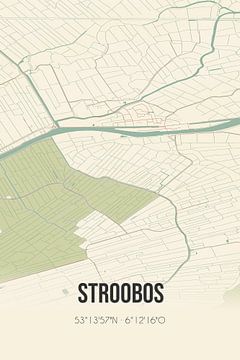 Vintage landkaart van Stroobos (Fryslan) van Rezona
