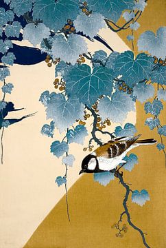 A tit bird on a branch van Gisela - Art for you