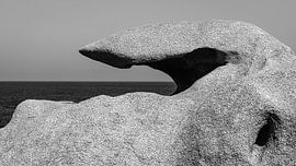 Côtes-d'Armor rock formation in Black and White, Brittany, France