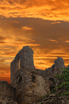 Castle ruins at twilight