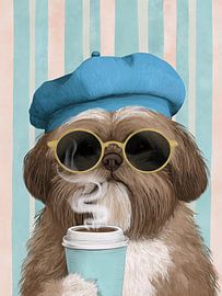 Shih Tzu mit Kaffee zum Mitnehmen von Lauren Wilde