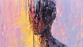 Surreale abstrakte Verwandlungskunst: Der Mensch verschmilzt zu tropfender Farbe von Aden Pink Studio