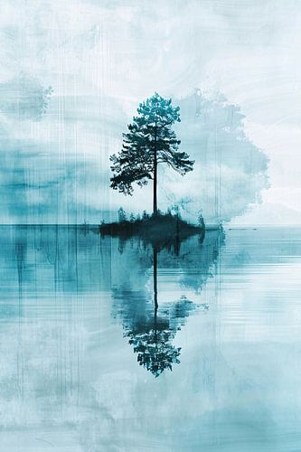 Natuurlijke boom met reflectie in water