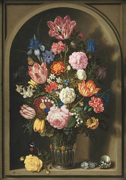 Boeket van bloemen in een stenen nis, Ambrosius Bosschaert