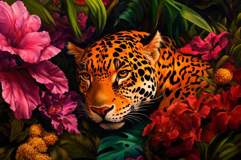 Jaguars play in a blaze of colour by Poster Art Shop