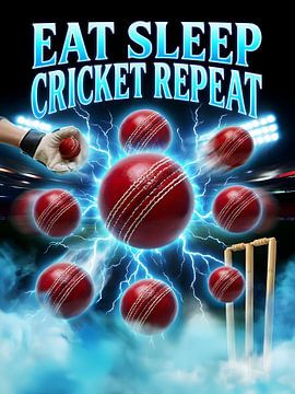 EAT SLEEP CRICKET REPEAT Poster