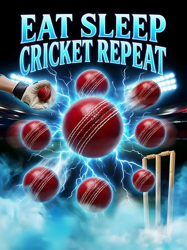 EAT SLEEP CRICKET REPEAT Poster
