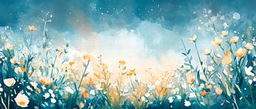 Bloeiend veld in zachte kleuren van Poster Art Shop