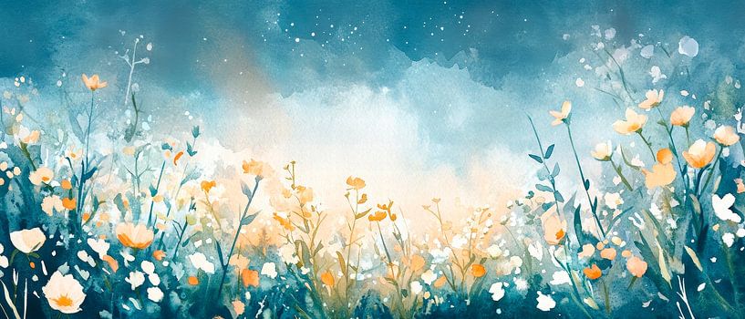 Bloeiend veld in zachte kleuren van Poster Art Shop