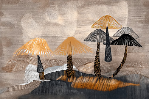 Stijlvolle Herfst: Paddenstoelen in Japandi Stijl van Studio Pieternel