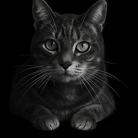 "The Cat&quot ; Portrait de chat en noir et blanc sur Simone Photography