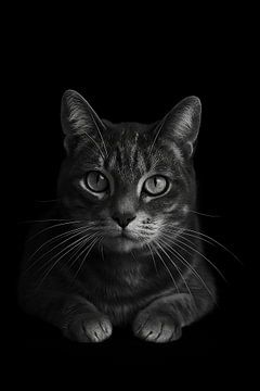 "The Cat" Cat Portrait in Black & White by Simone Photography
