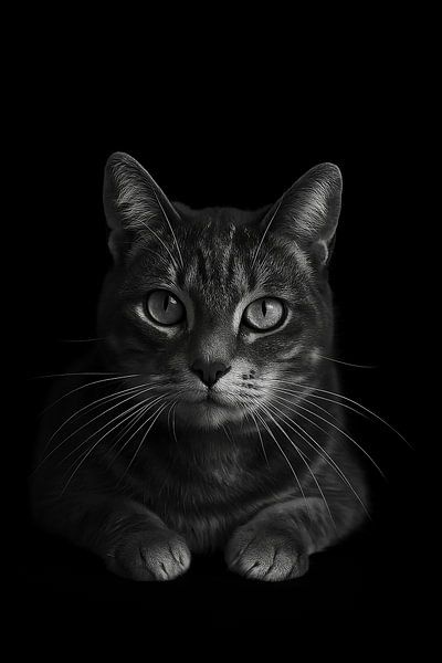 &quot;Die Katze&quot; Katzenporträt in Schwarz-Weiß von Simone Photography