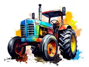 Tracteur coloré sur PixelPrestige