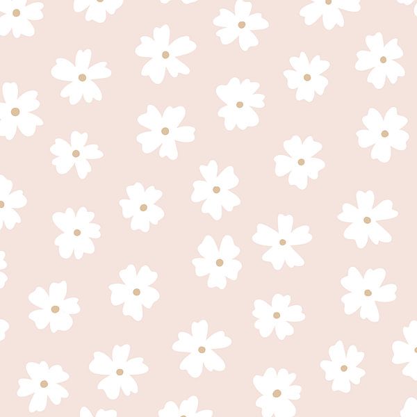 Pastellrosa Blumendruck - minimalistisch modernes Gänseblümchen von Studio Hinte