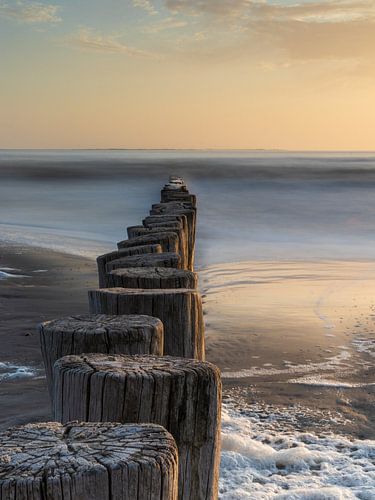 Brise-lames dans la mer sur Ameland