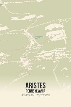 Vintage landkaart van Aristes (Pennsylvania), USA. van Rezona