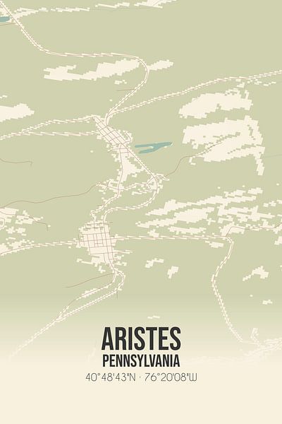 Carte ancienne d'Aristes (Pennsylvanie), USA. par Affiches de lieux