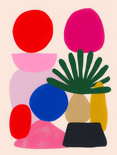 Abstract boho composition with bright colours and shapes