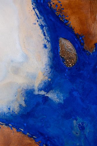 Deep Flow - Peinture abstraite bleue et rouille sur Ela Szczepaniak
