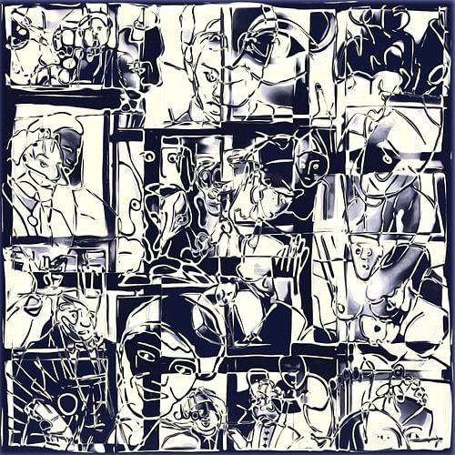 Collage van een dag leven in zwart wit 