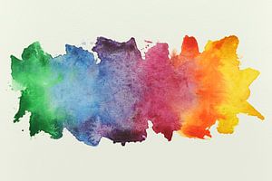 Verf vlek in regenboog kleuren (vrolijk abstract aquarel schilderij vlag lhtbi kinderkamer spetters)