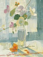 Still life with flowers in pastel colours