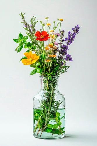 Boeket bloemen glas