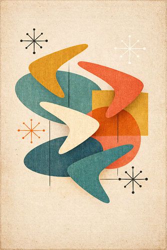 Midden van de eeuw Atomic Boomerang Abstract