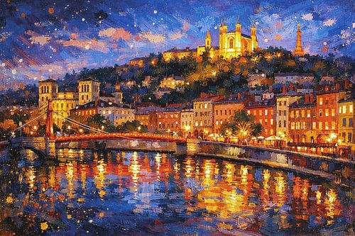 Lyon in Frankrijk schilderij.