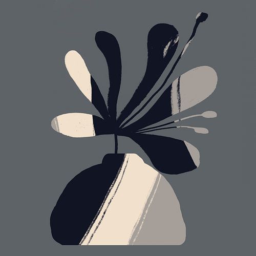 Fleur dans un vase. Nature morte abstraite Boho Retro no. 8