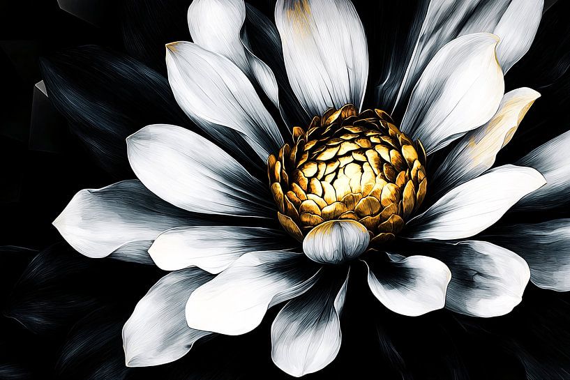 Elegante Blume in Schwarz und Weiß von Art & Soul Creations