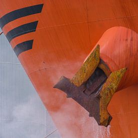 Detail van een schip in de haven Rotterdam van scheepskijkerhavenfotografie