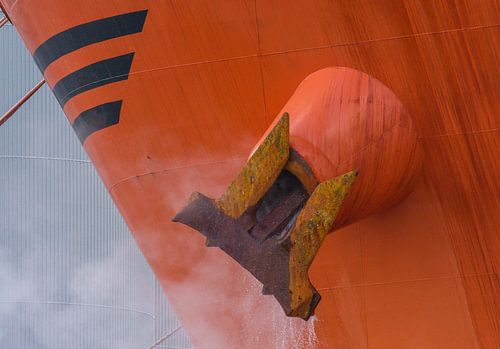 Detail van een schip in de haven Rotterdam
