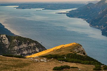 Monte Baldo and south side of Lake Garda in Italy at sunrise