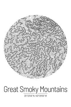 Great Smoky Mountains | Landkarte Topografie (Minimal) von ViaMapia