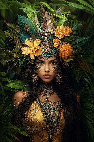 Nature goddess with Maori Tāmoko no.2
