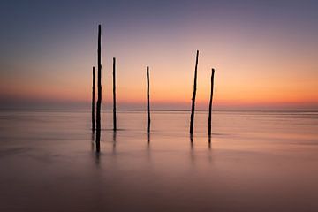 Visstokken in de Waddenzee tijdens zonsondergang van KB Design & Photography (Karen Brouwer)