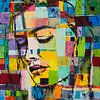 Peinture femme cubes de couleur par Anja Namink