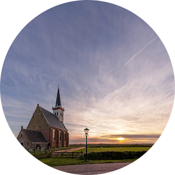 Kerk Den Hoorn met zonsondergang van Texel360Fotografie Richard Heerschap